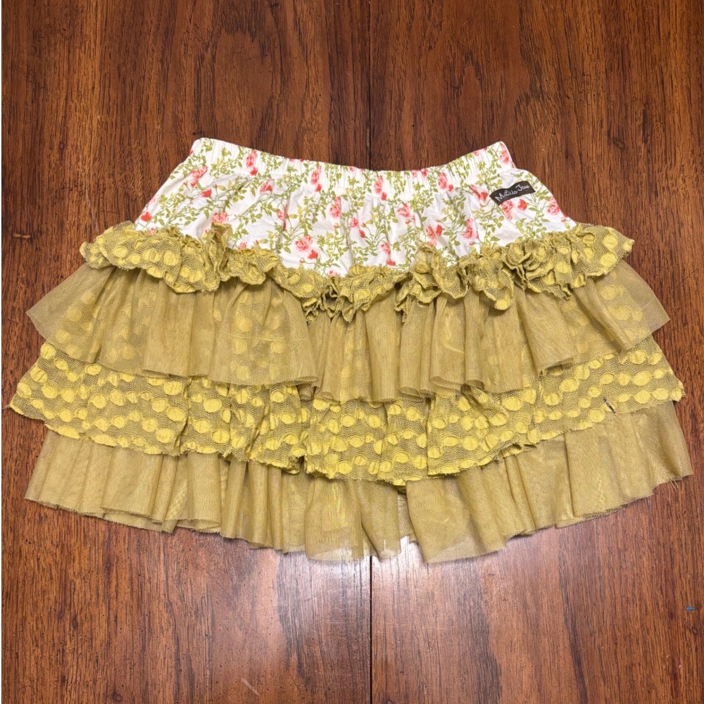 Skirt Mustard Yellow Matilda Jane Serendipity Floral Tiered‎ Tulle Ruffle Size 8